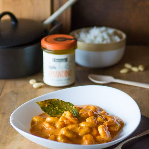 Recette image Zuppa speziata di gamberi e Amandino tostato