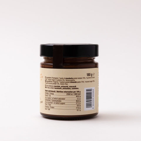 Ingredienti e informazioni nutrizionali del prodotto. Allergeni: nocciole, mandorle, latte, pistacchi, anacardi. 180g