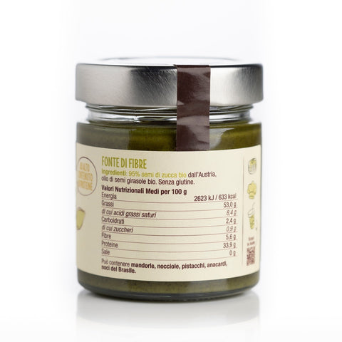 Ingredienti e informazioni nutrizionali del prodotto. Allergeni: nocciole, mandorle, latte, pistacchi, anacardi, noci del Brasile. 180g