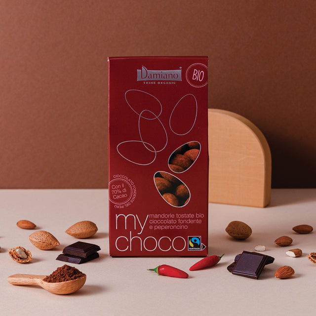 Immagine rappresentativa del prodotto Mandorle al Cioccolato Fondente e Peperoncino - MyChoco